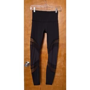 Lululemon Seek The Heat Tight Leggings Women’s size 4 Black Mesh Cutouts